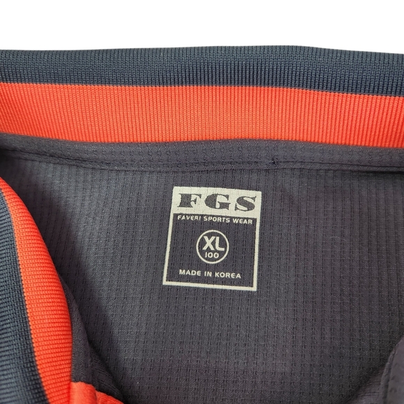 Men's FGS Long Sleeve Navy Polo Golf Shirt with Orange Accents XL - Picture 4 of 13